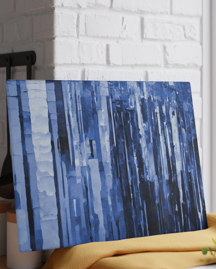 Striped Deep Blue 11" x 15" Glass Cutting Board