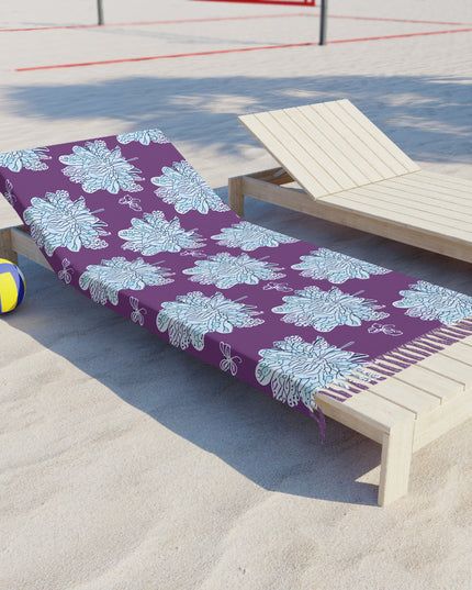Blue Floral Butterflies 38" × 81" Boho Beach Cloth