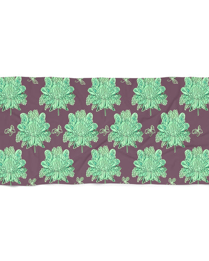 Mint Green Floral Butterflies 30" x 60" Beach Towel