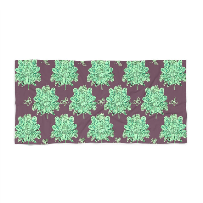 Mint Green Floral Butterflies 30" x 60" Beach Towel