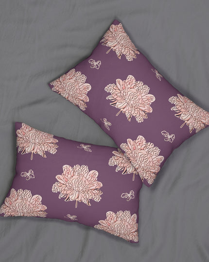 Pink Floral Butterflies Spun Polyester Lumbar Pillow, 20" x 14"
