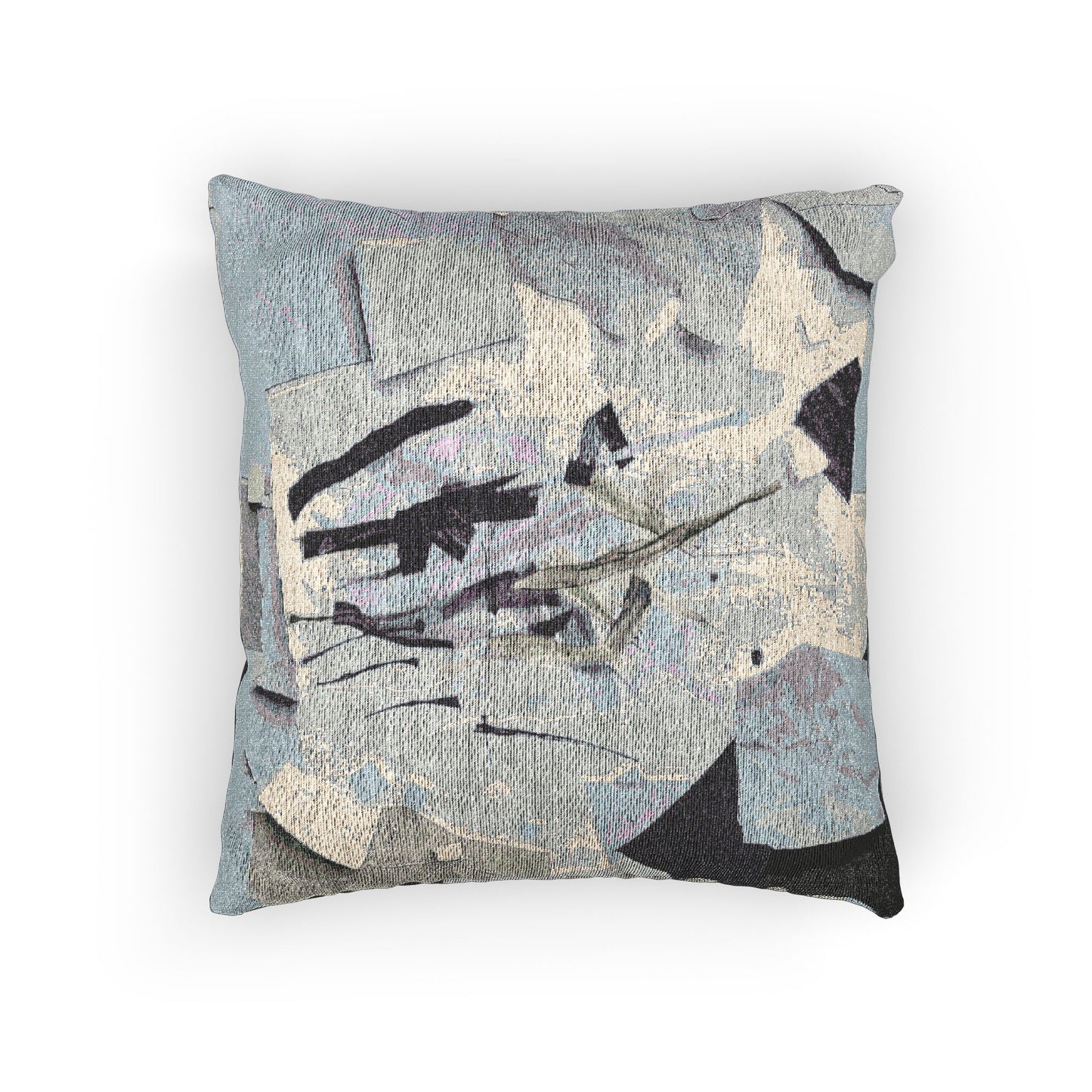 Sheer Blue Gray Paper Paint Woven Pillow, 17" x 18"
