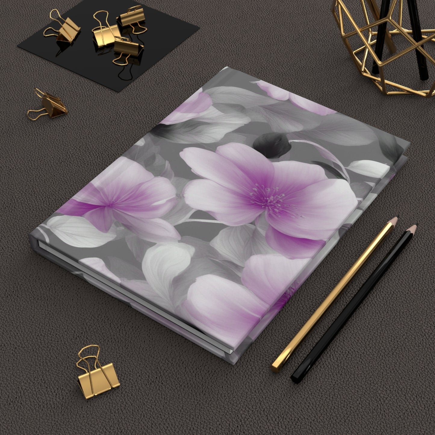 Purple Blossom Floral Bunch Hardcover Journal Matte with 150 lined pages, 5.75" x 8"
