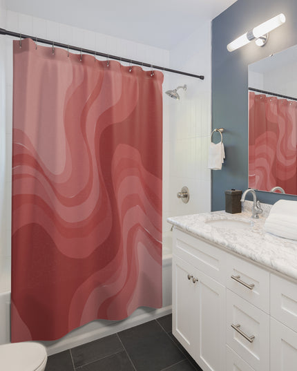 Power Red Wavey Shower Curtains, 71" x 74"