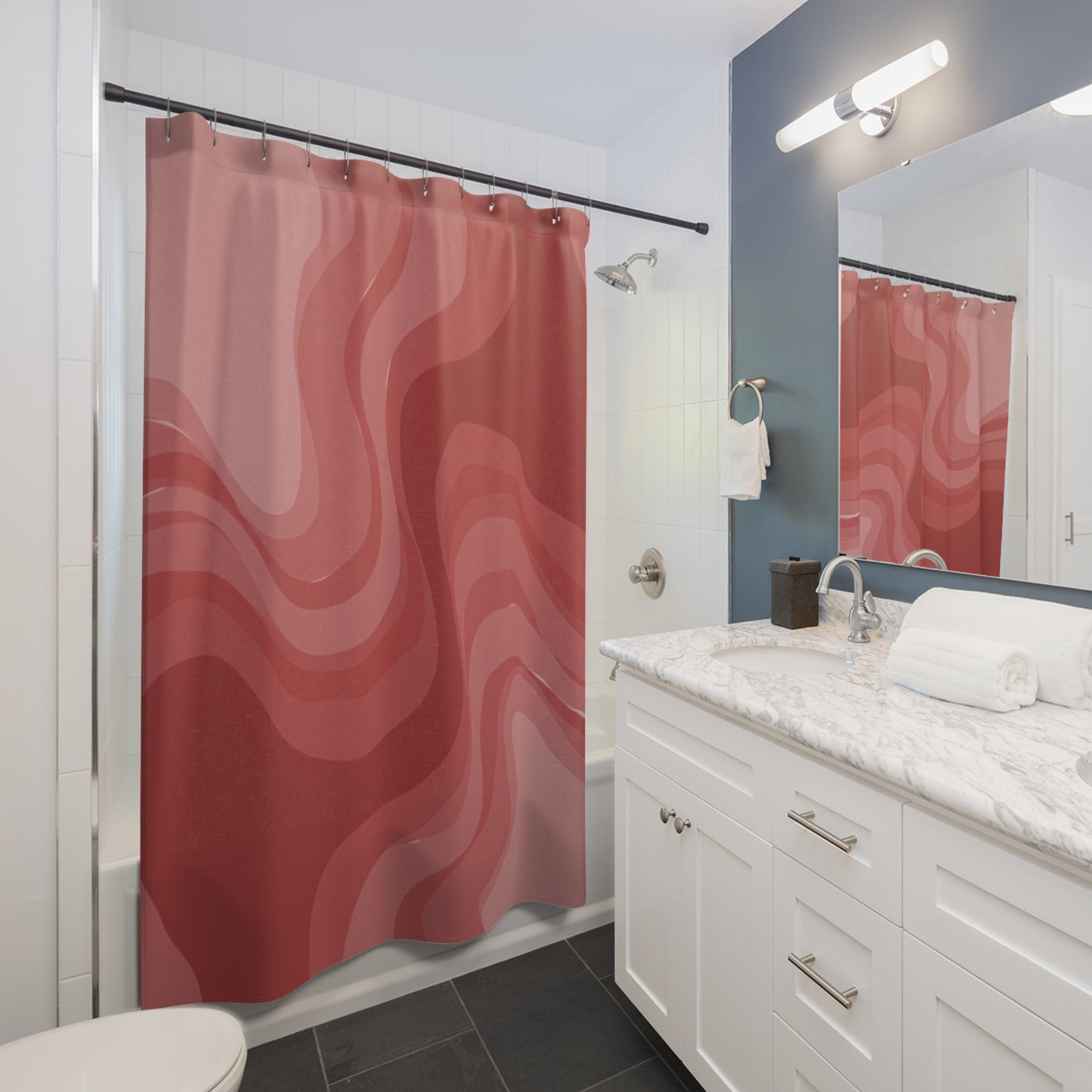 Power Red Wavey Shower Curtains, 71" x 74"