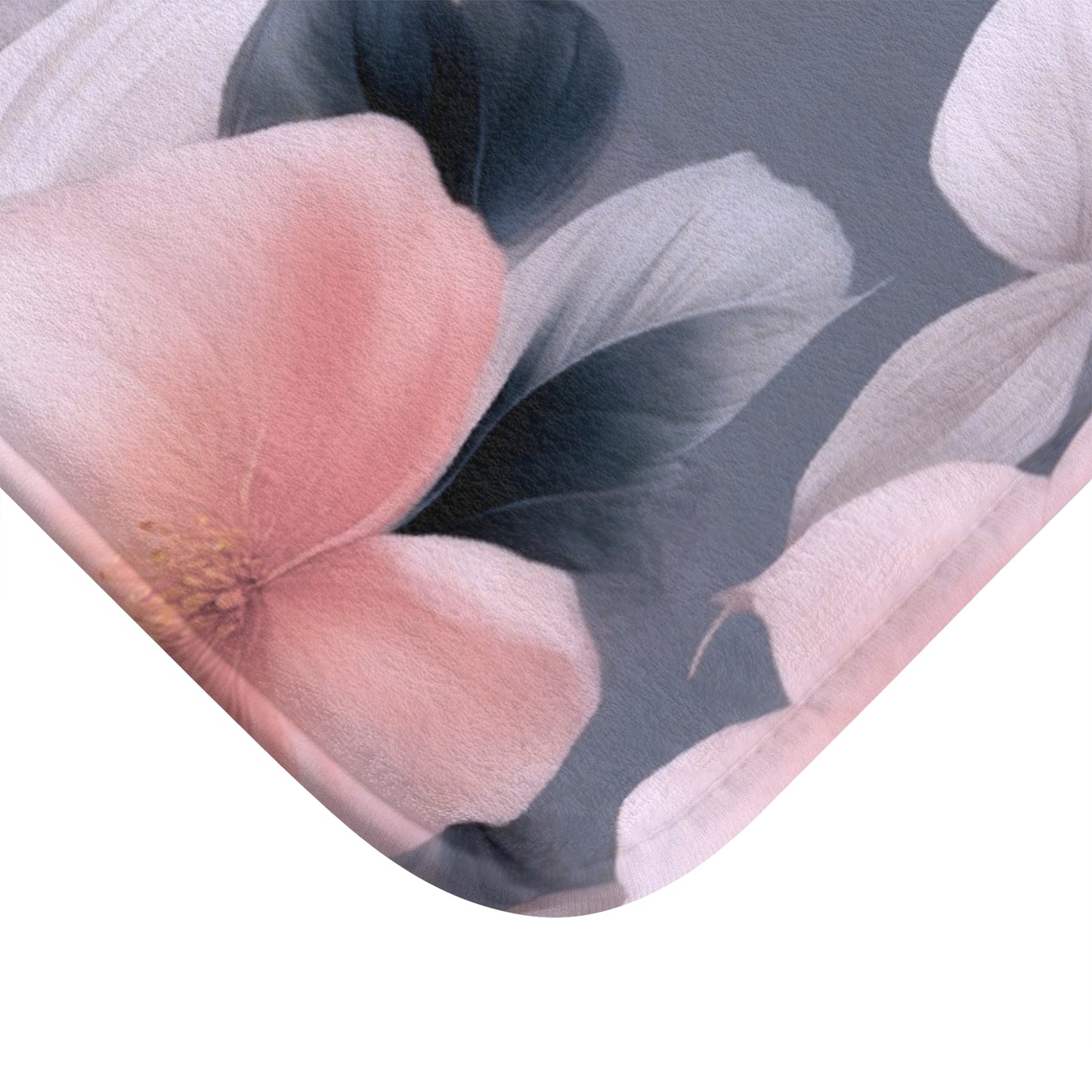 Peach and Blue Gray Floral Bunch 34" x 21" Bath Mat