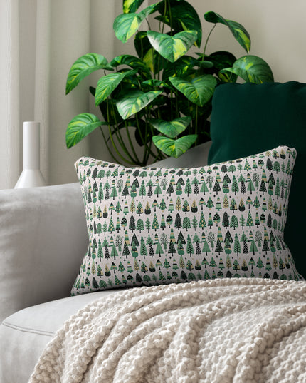 Mini Vintage Green Trees Spun Polyester Lumbar Pillow, 20" x 14"