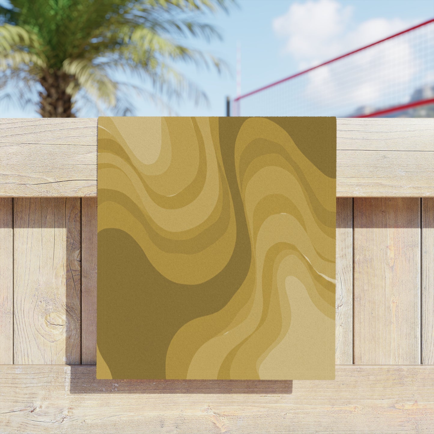 Brown Wavey Beach Towel, 18" x 27"