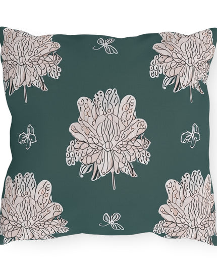 Soft White Floral Butterflies 16" x 16" Outdoor Pillow