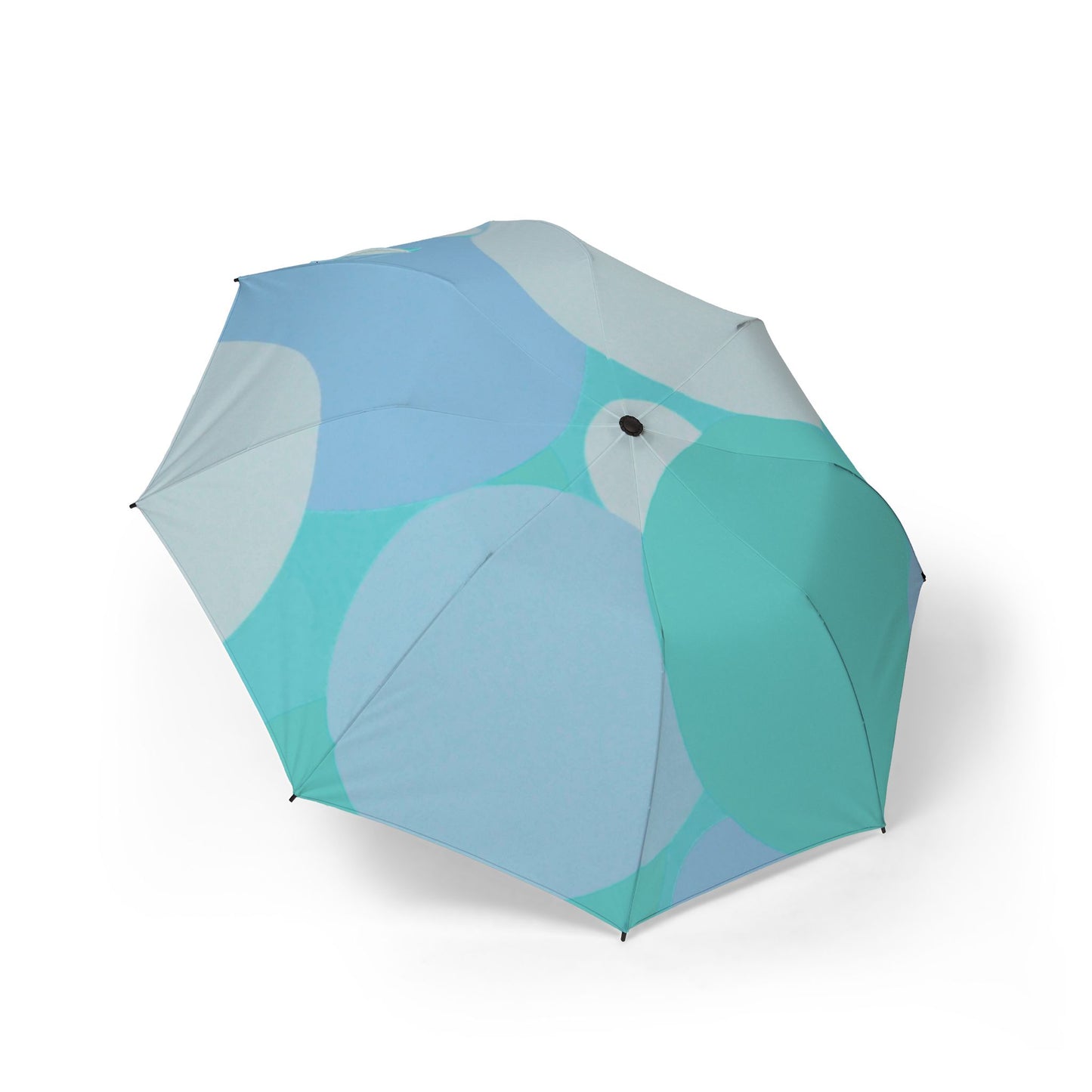 Pastel Tan and Tif Patches Foldable Umbrella - Compact & Chic
