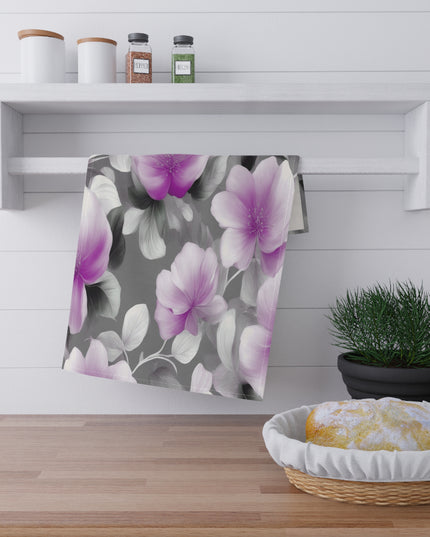 Purple Blossom Floral Bunch Tea Towels (cotton, poly), 18" x "30