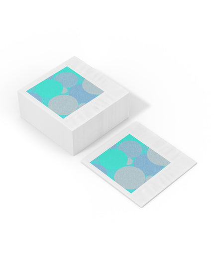 Pastel Tan and Tif Patches White Coined Napkins, 6.5" x 6.5"