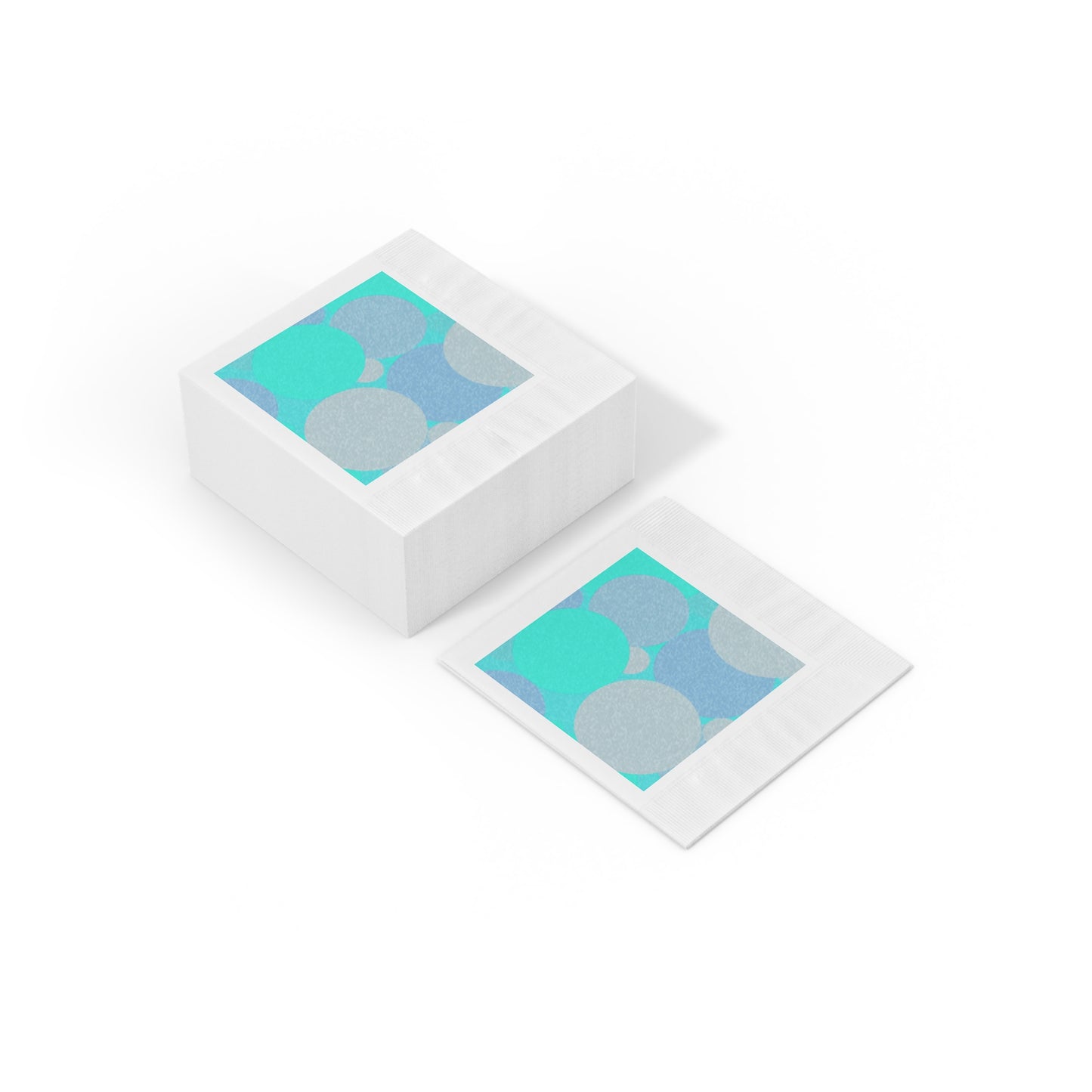 Pastel Tan and Tif Patches White Coined Napkins, 6.5" x 6.5"