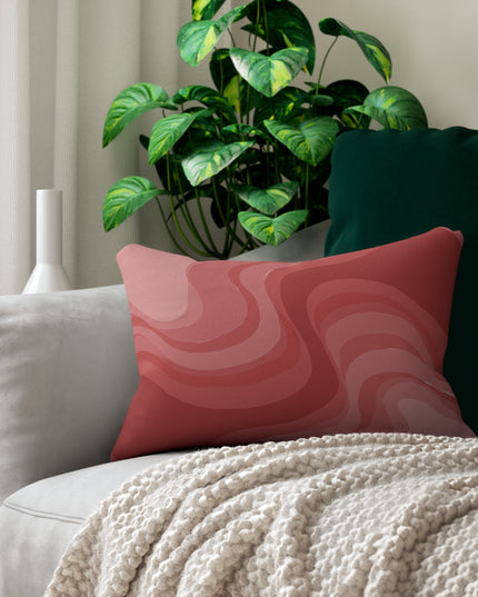 Power Red Wavey Spun Polyester Lumbar Pillow, 20" x 14"