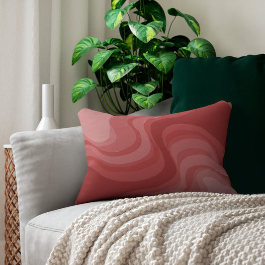 Power Red Wavey Spun Polyester Lumbar Pillow, 20" x 14"