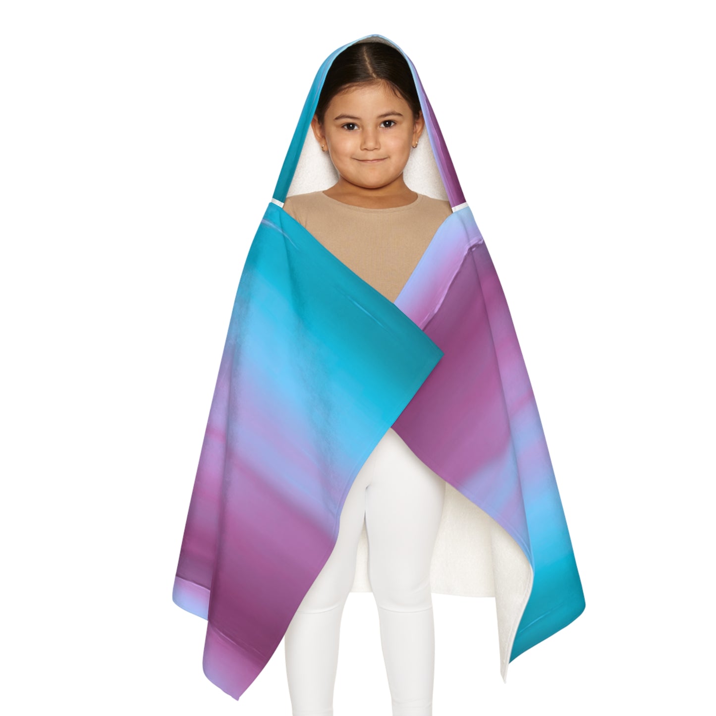 Dark Blue Green Sea Purple Fog Youth Hooded Towel, 24" x 48"