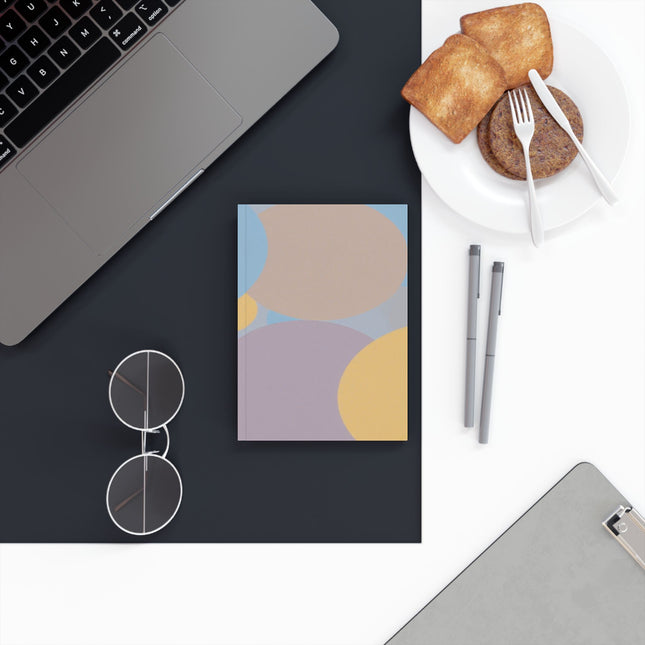 Pastel Baby Blue and Peach Patches 5.2" x 7.4" Hard Backed Journal with 128 blank pages