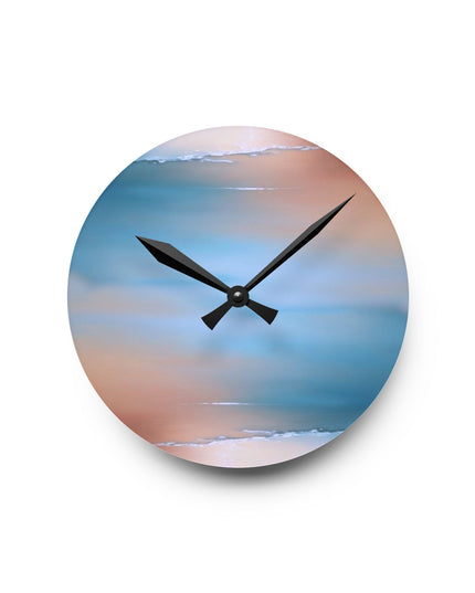 Blue Sea Peach Fog Acrylic Round Wall Clock, 8" x 8"