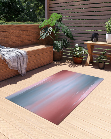 Gray Sea Pink Fog Outdoor Rug, 36" x 60"