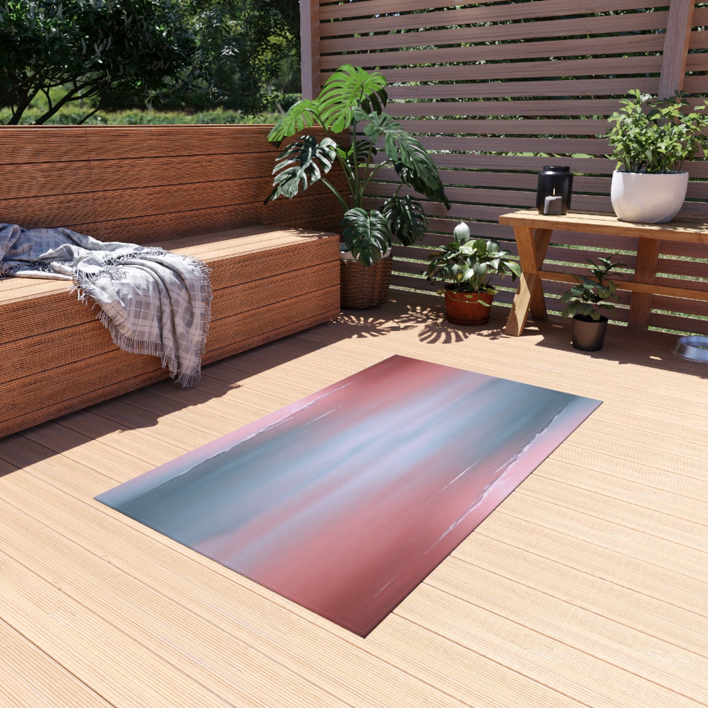 Gray Sea Pink Fog Outdoor Rug, 36" x 60"