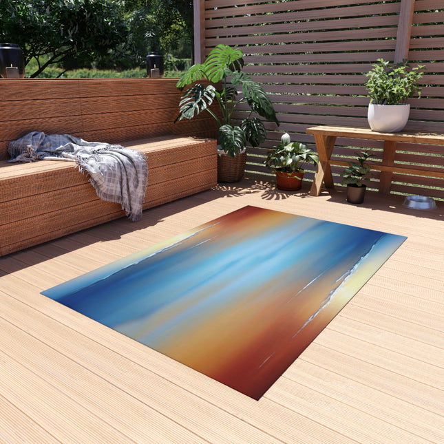 Blue Sea Red Orange Fog 48" x 72" Outdoor Rug