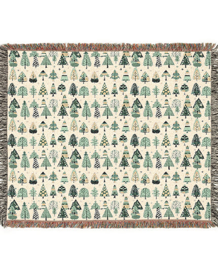 Mini Vintage Green Trees Woven Blanket, 60" x 50"