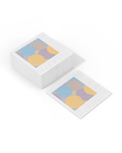Pastel Baby Blue and Peach Patches White Coined Napkins, 6.5" x 6.5"