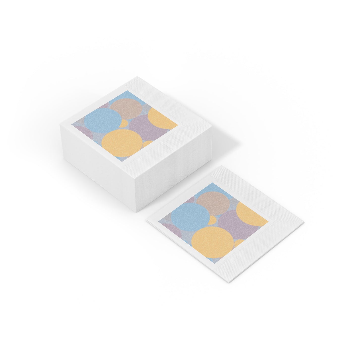 Pastel Baby Blue and Peach Patches White Coined Napkins, 6.5" x 6.5"