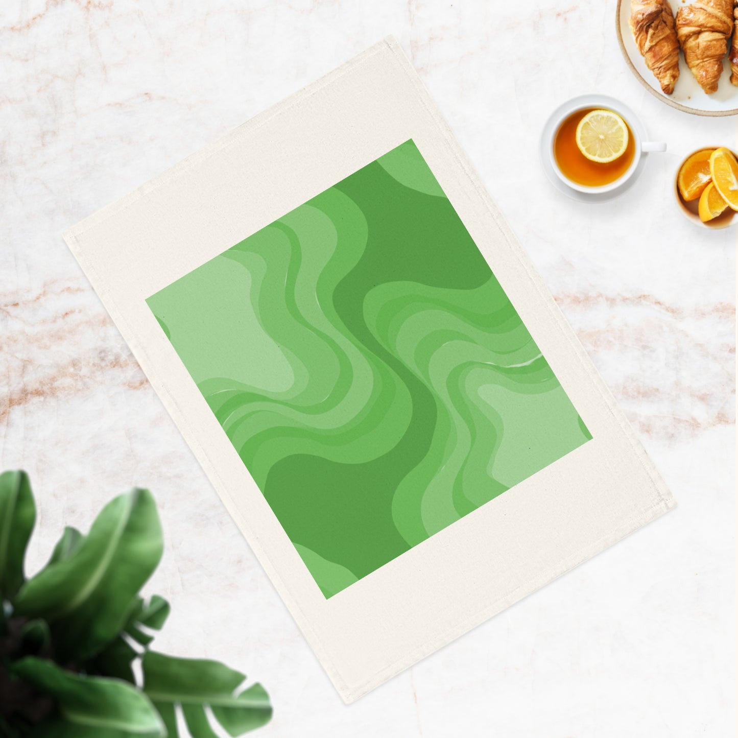 Greenie Meanie Wavey 19.6" x 27.5" Cotton Tea Towel