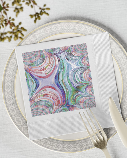 Uzi Spiral Pastels White Coined Napkins, 6.5" x 6.5"