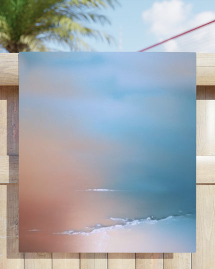 Blue Sea Peach Fog Beach Towel, 30" x 60"