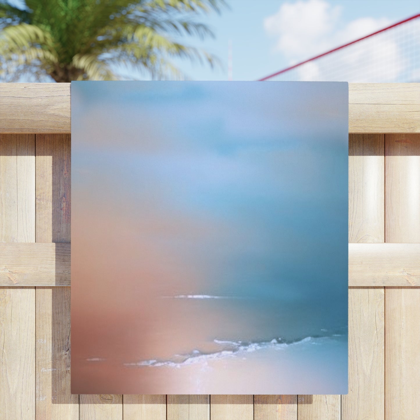 Blue Sea Peach Fog Beach Towel, 30" x 60"