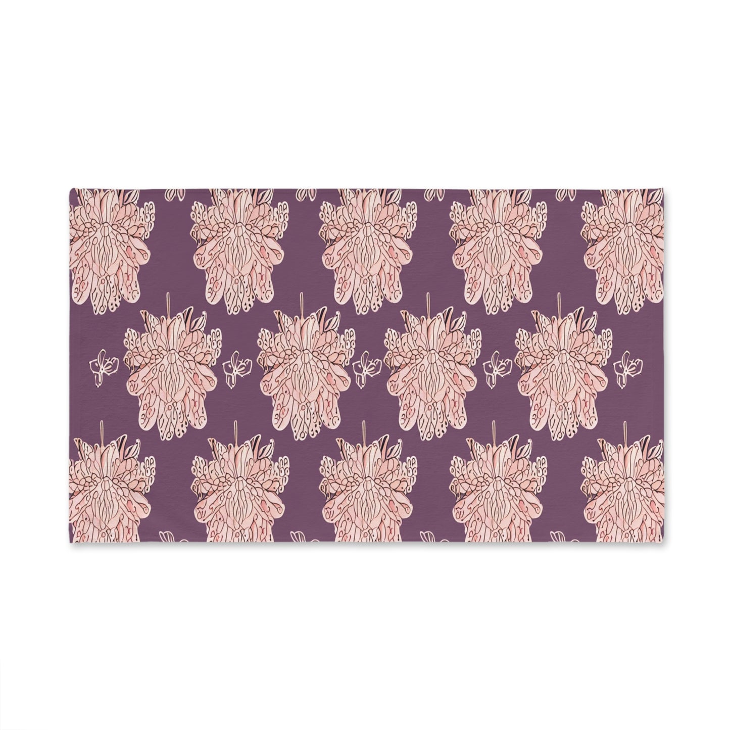 Pink Floral Butterflies Hand Towel, 16" x 28"