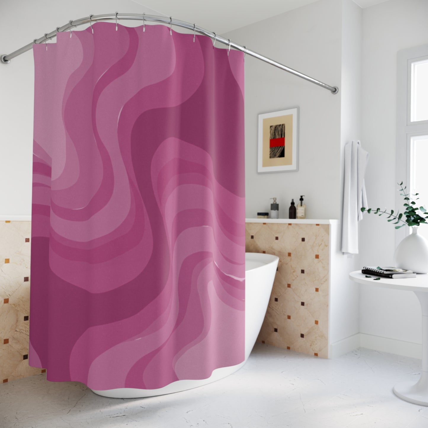 Pinky Mauve Wavey Shower Curtains, 71" x 74"
