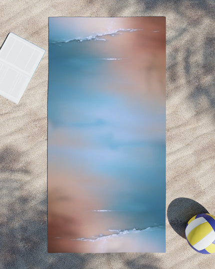 Blue Sea Peach Fog Beach Towel, 30" x 60"