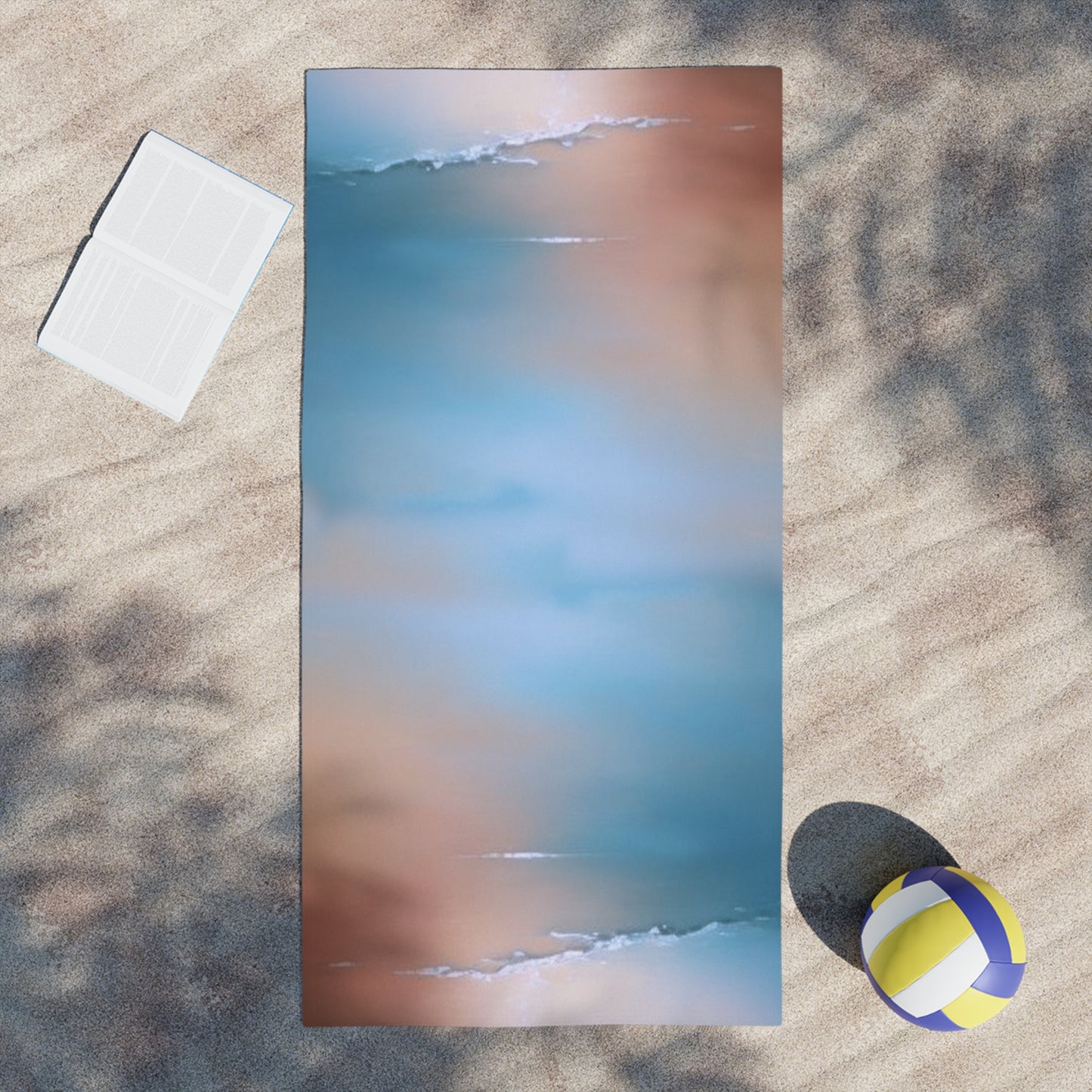 Blue Sea Peach Fog Beach Towel, 30" x 60"