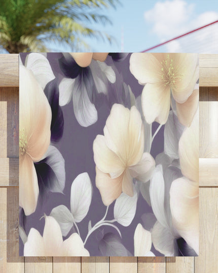 White Blush Floral Bunch Beach Towel, 30" x 60"