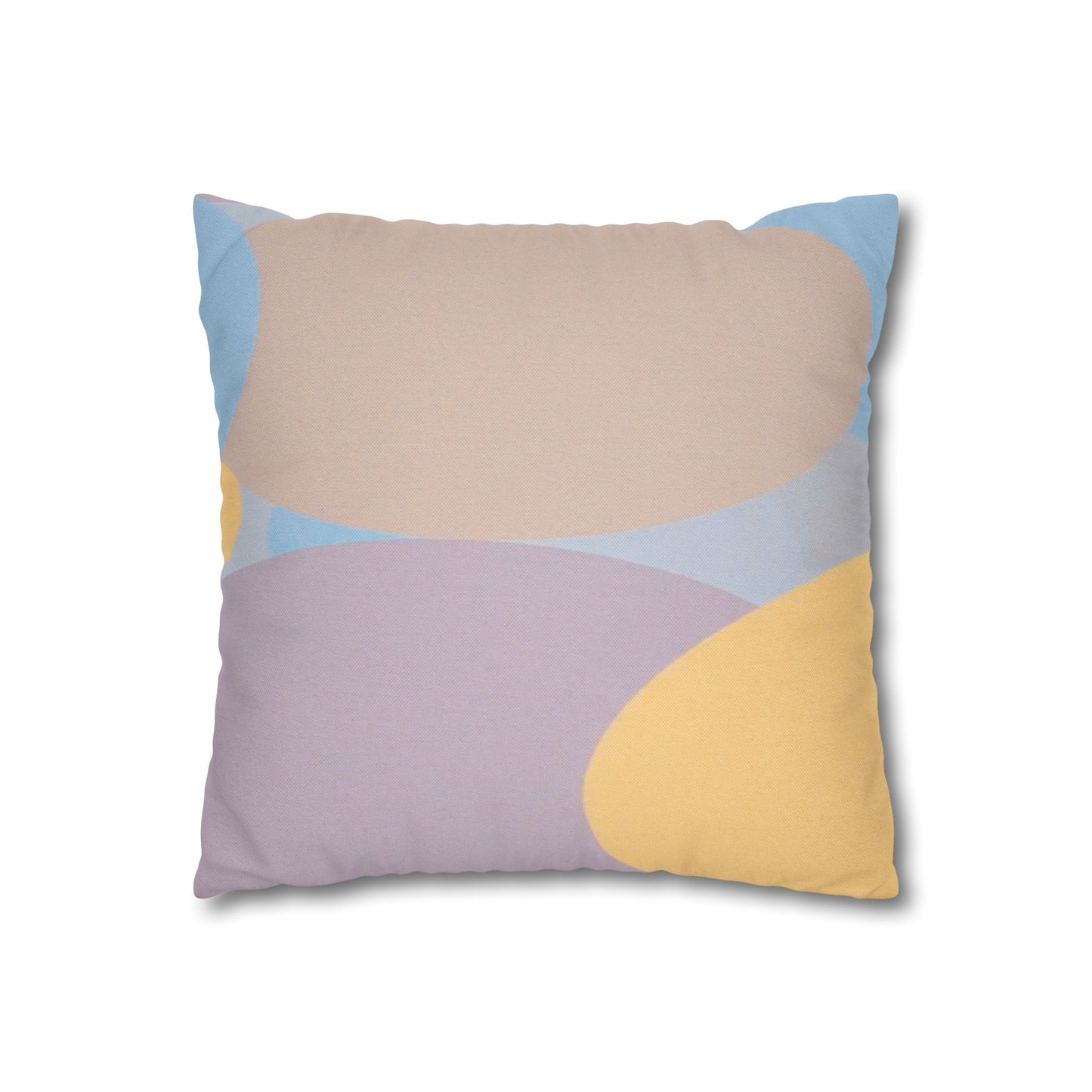 Pastel Baby Blue and Peach Patches Spun Polyester Square Pillowcase, 14" x 14"