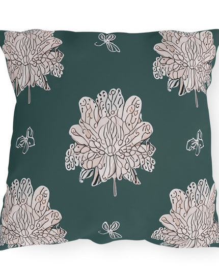 Soft White Floral Butterflies 20" x 20" Outdoor Pillow