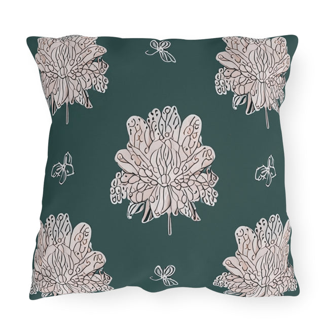 Soft White Floral Butterflies 20" x 20" Outdoor Pillow