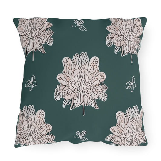 Soft White Floral Butterflies 20" x 20" Outdoor Pillow