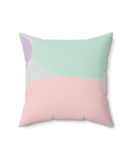 Pastel Peach and Soft Green Patches 16" x 16" Faux Suede Square Pillow