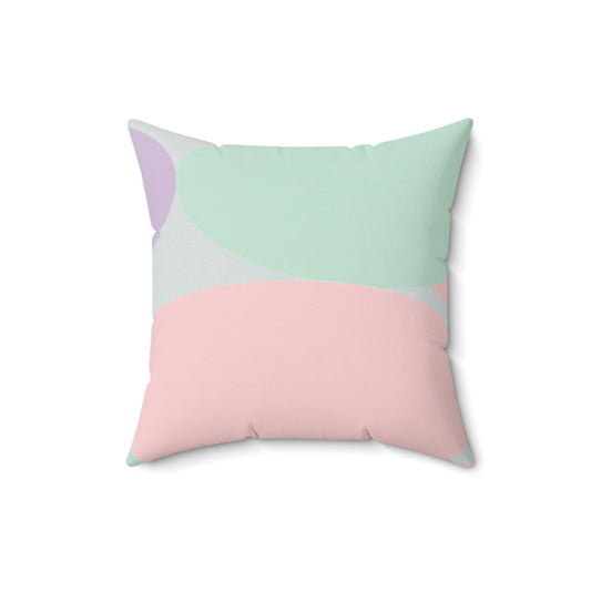 Pastel Peach and Soft Green Patches 16" x 16" Faux Suede Square Pillow