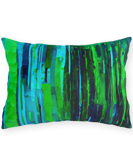 Striped Blue Green 20" x 14" Outdoor Pillow