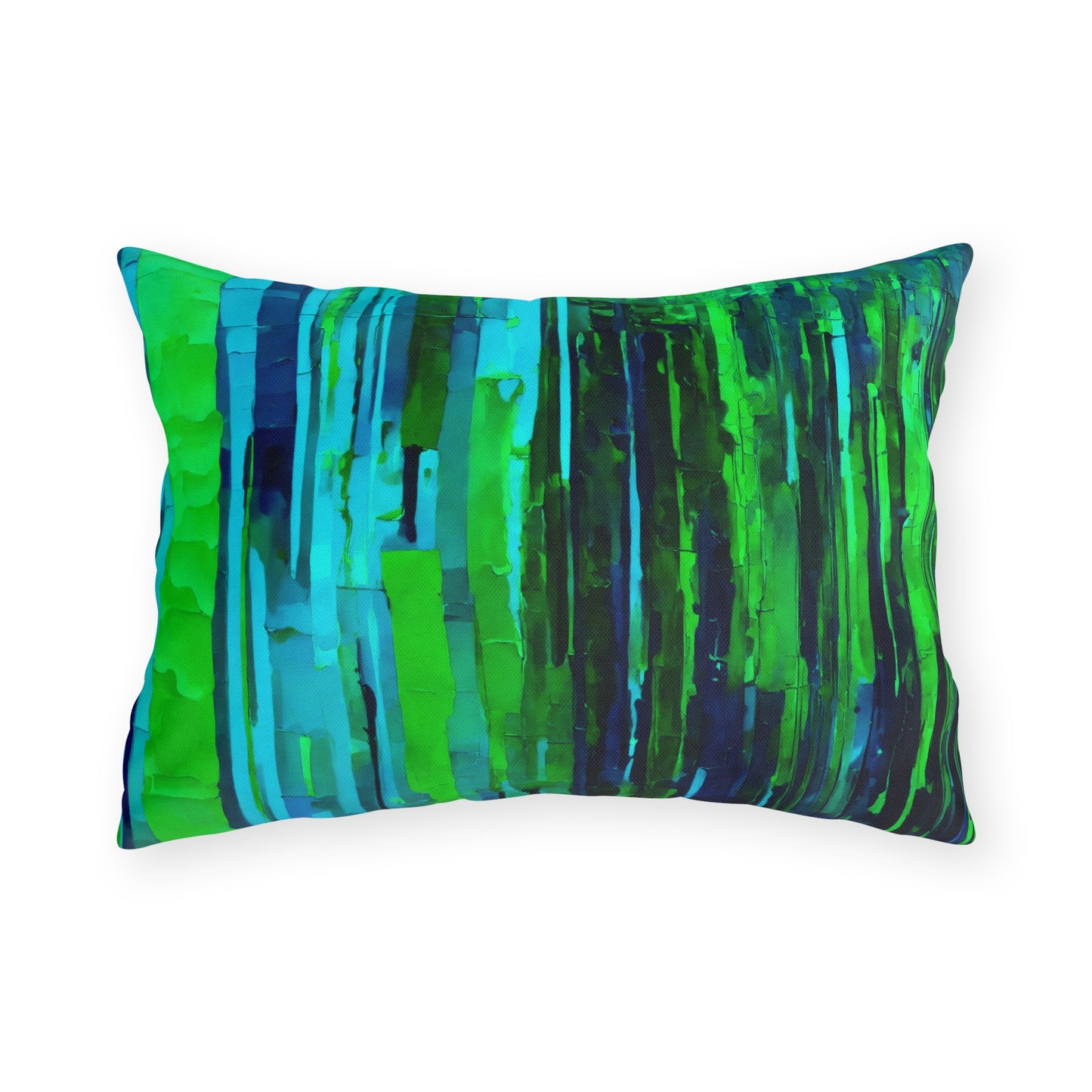 Striped Blue Green 20" x 14" Outdoor Pillow