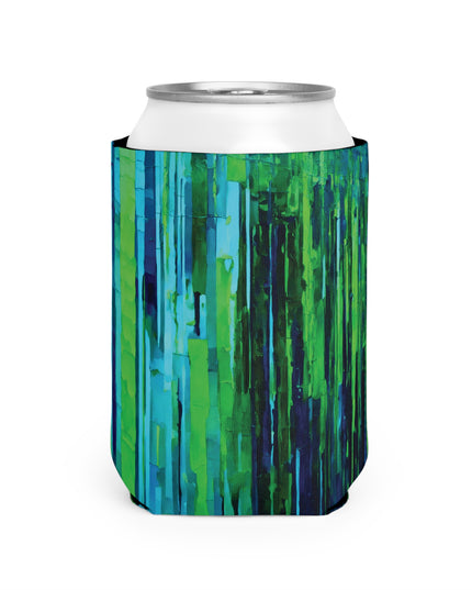 Striped Blue Green 12 oz Can Cooler Sleeve