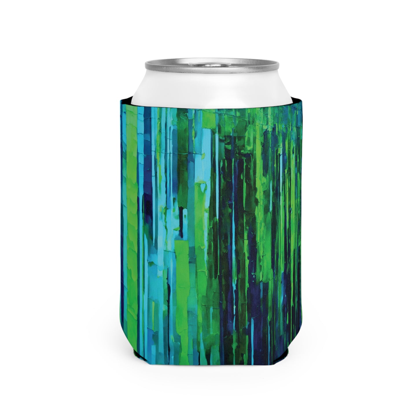 Striped Blue Green 12 oz Can Cooler Sleeve