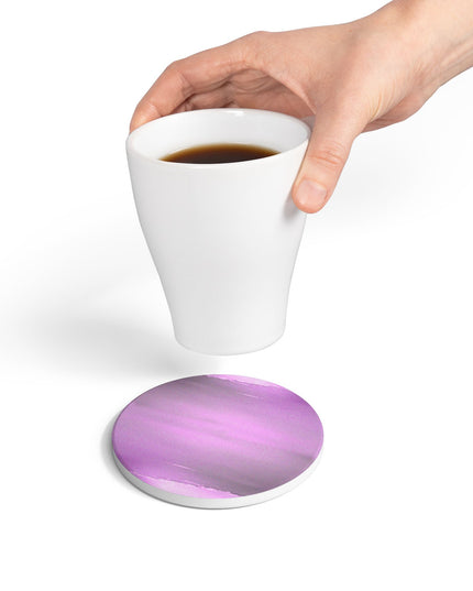 Dark Pink Sea Amethyst Fog 4" x 4" Round Ceramic Coaster