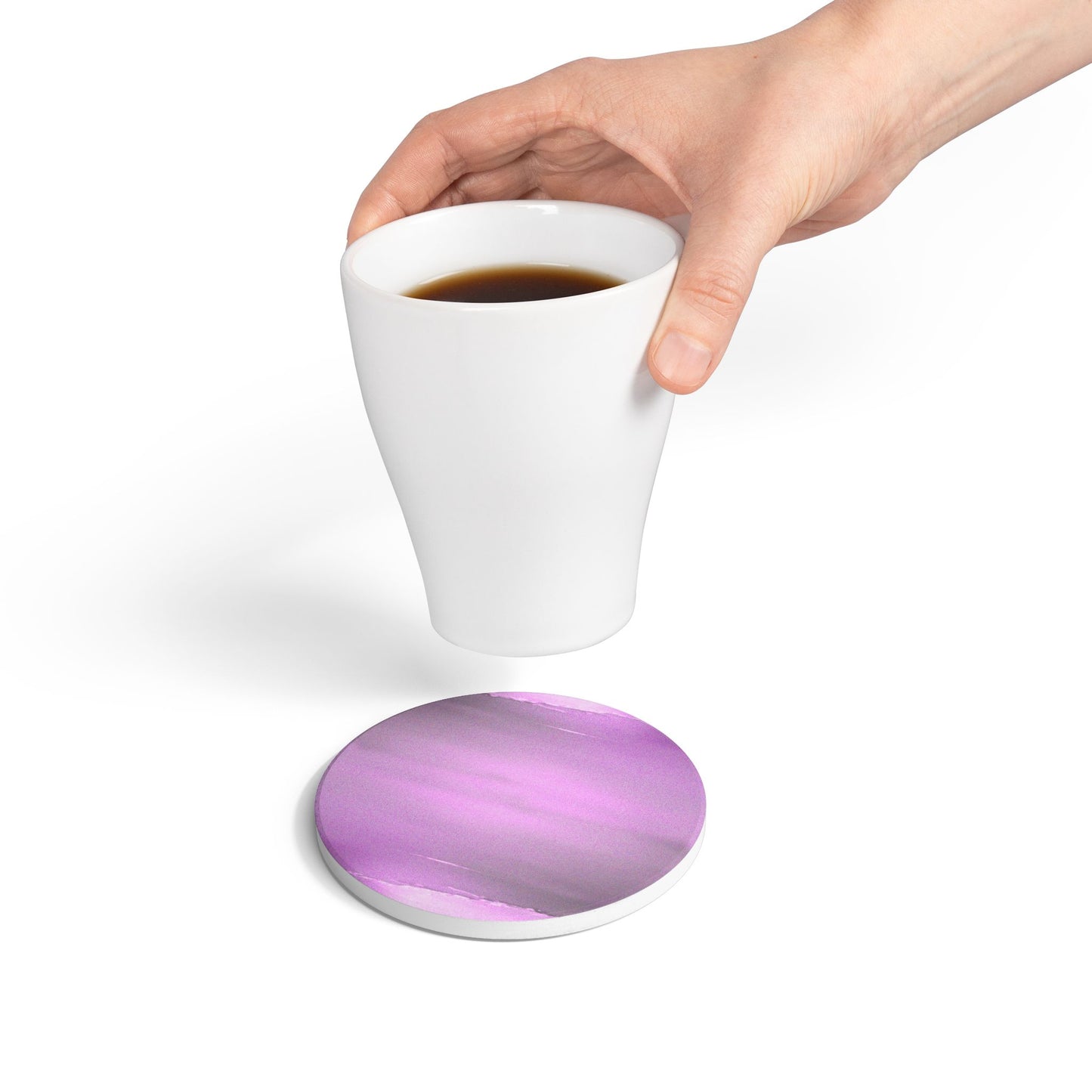 Dark Pink Sea Amethyst Fog 4" x 4" Round Ceramic Coaster