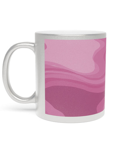 Pinky Mauve Wavey 11 oz Metallic Mug (Silver\Gold)